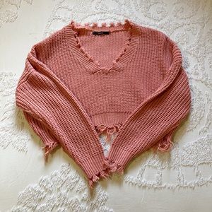 Cropped pink sweater